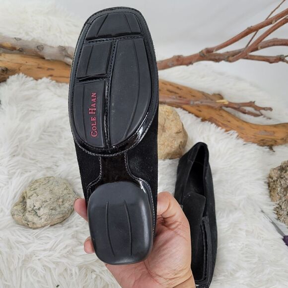 Cole haan black suede moccasin with patent trim main image 9